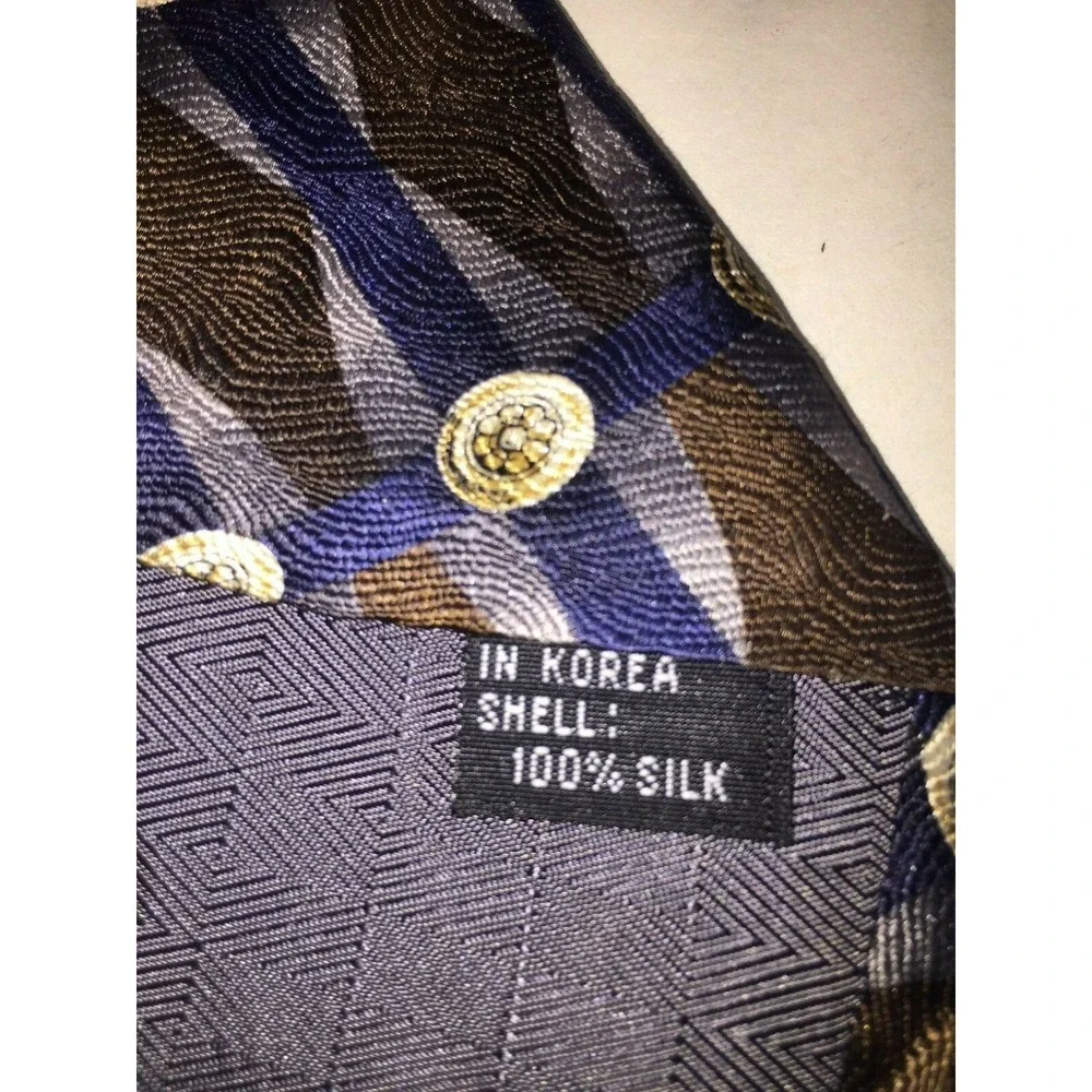 NOS Joseph‎ & Feiss International Brown Blue & Gold Silk Neck Tie 62